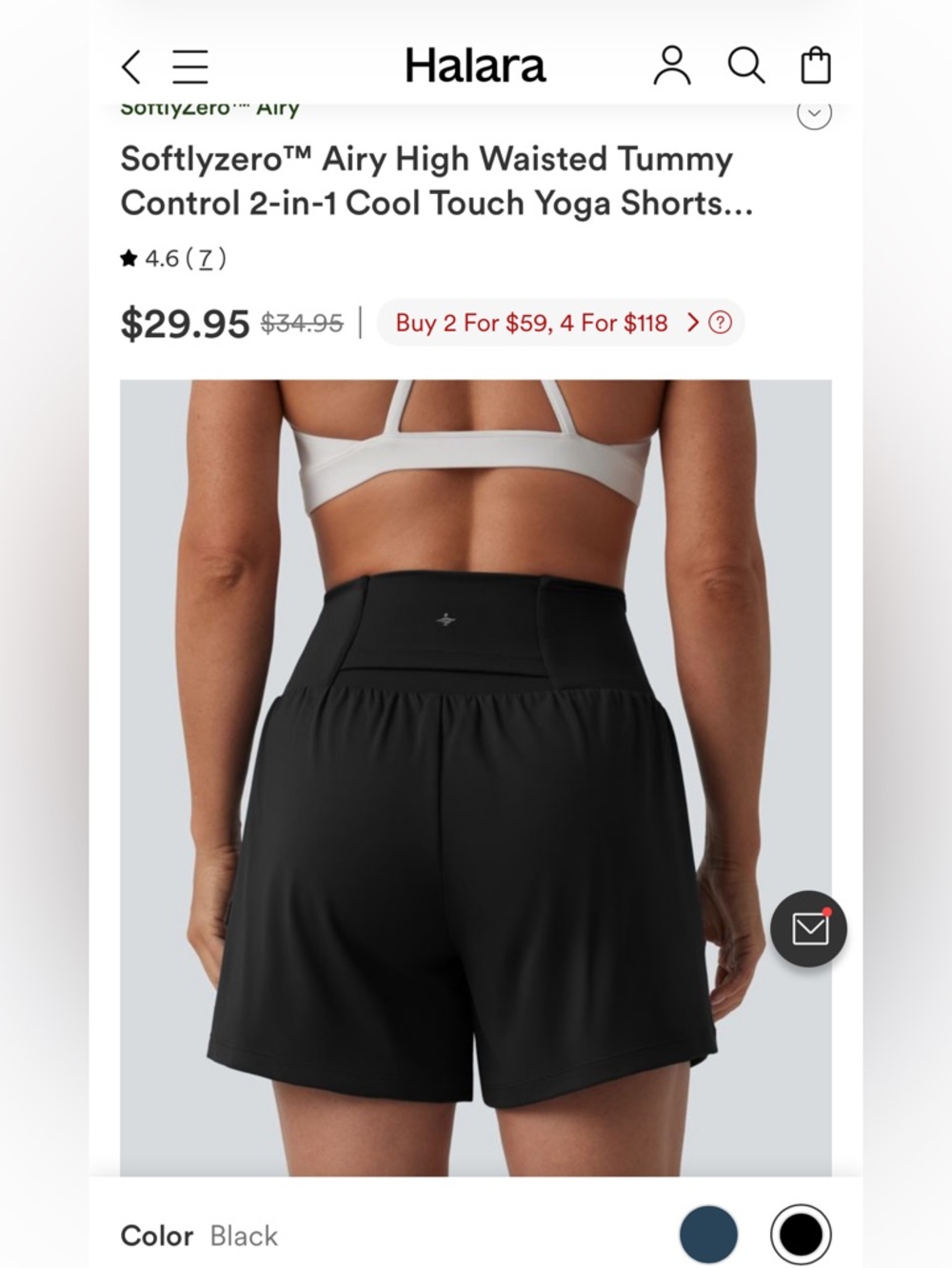 NWT Halara Softlyzero High Waisted Tummy Control Yoga Shorts, Size Large, Black - Picture 2 of 9